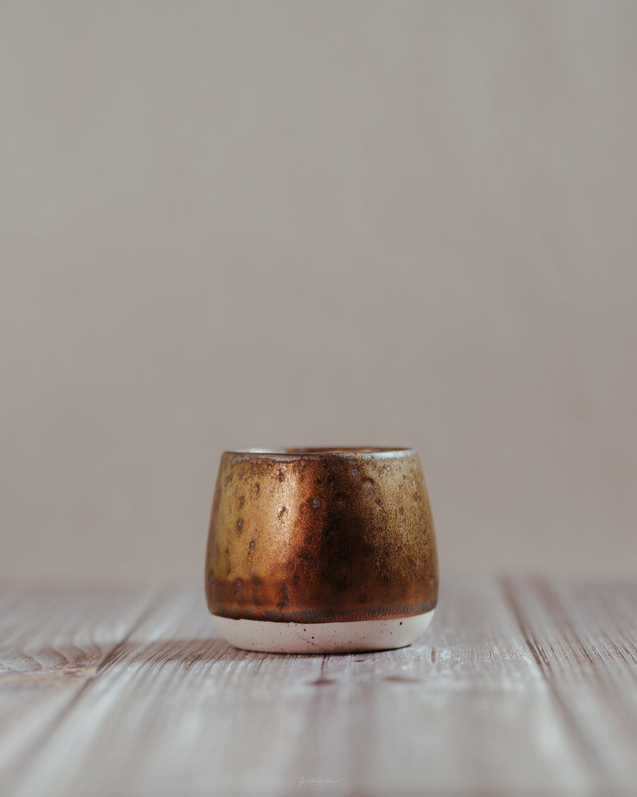 Komorebi 4 oz handmade stoneware cup, Amber Gold glaze