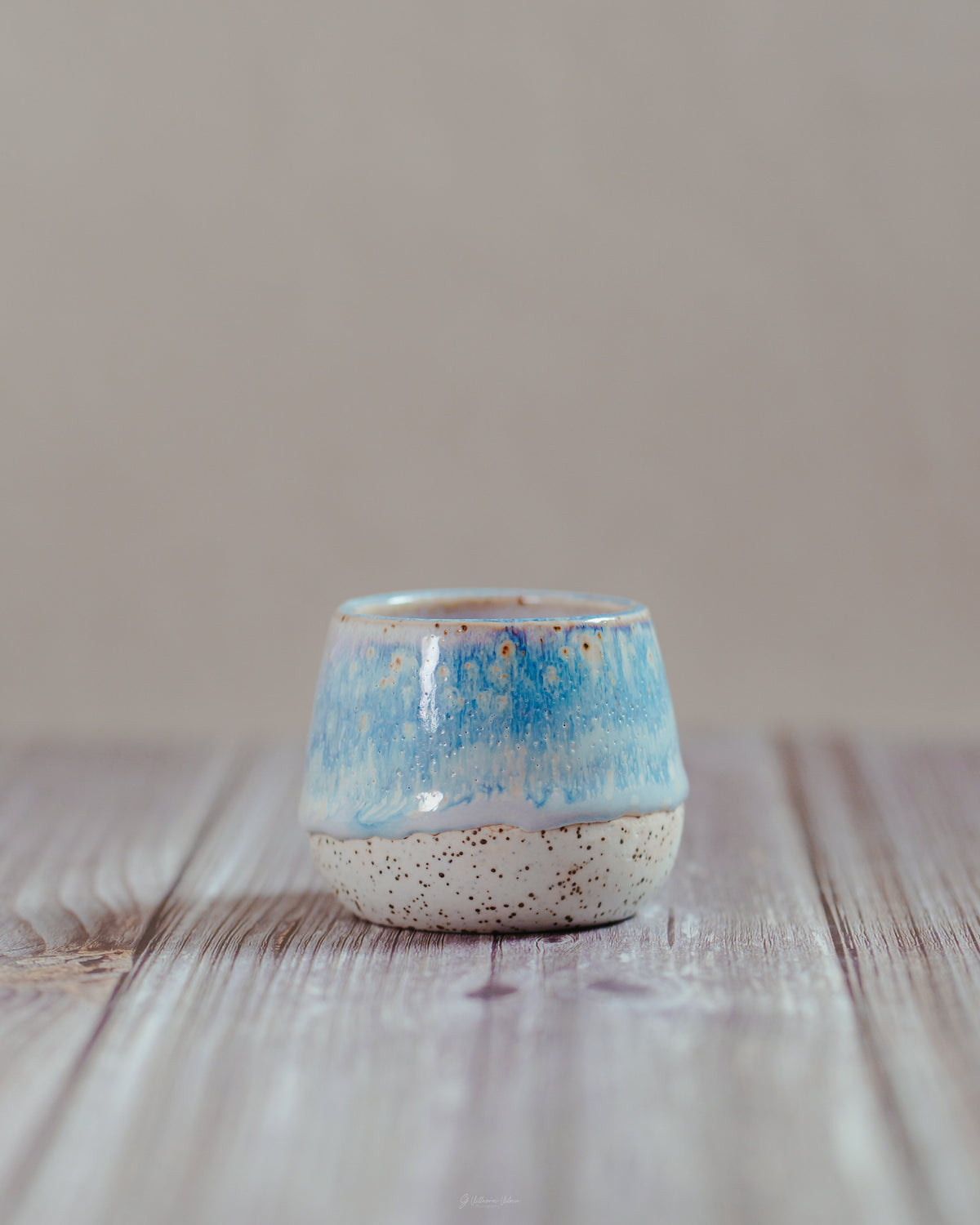 Komorebi 4 oz stoneware espresso cup, Teal Wave glaze