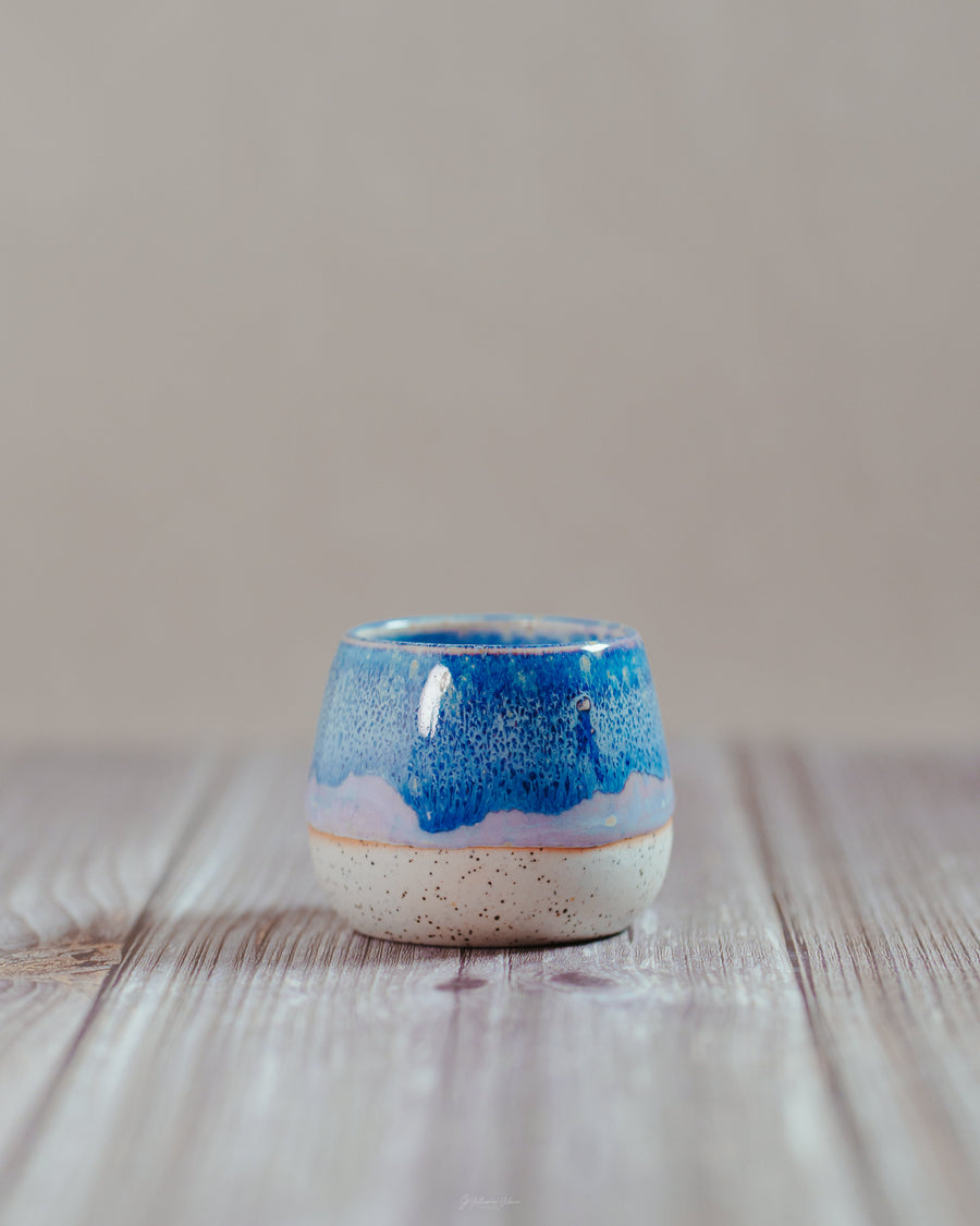 Komorebi 4 oz handmade stoneware cup, Cobalt Blue glaze