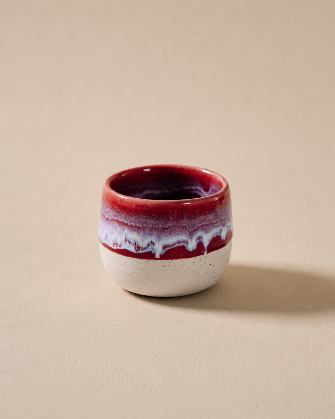 Komorebi 8 oz stoneware cup, Siam Ruby Frost glaze