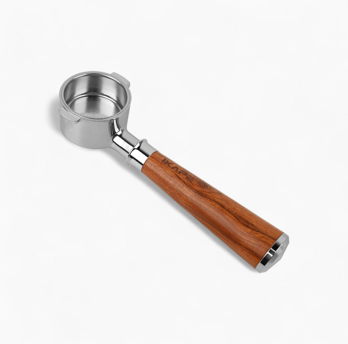 IKAPE Bottomless Portafilter, Solid Wood Handle