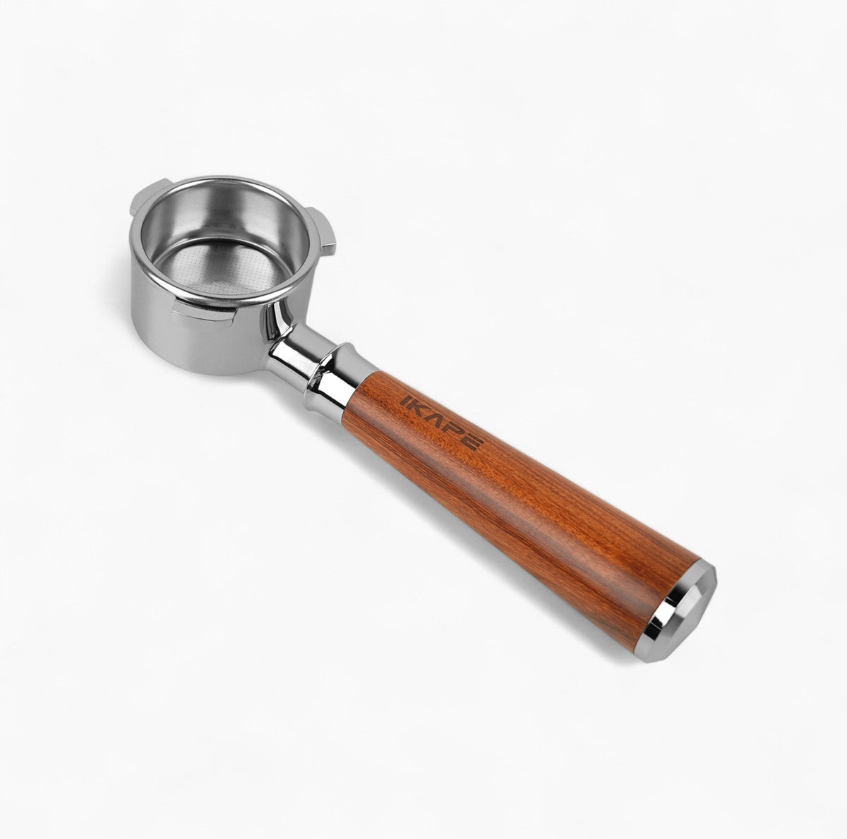 IKAPE Bottomless Portafilter, Solid Wood Handle