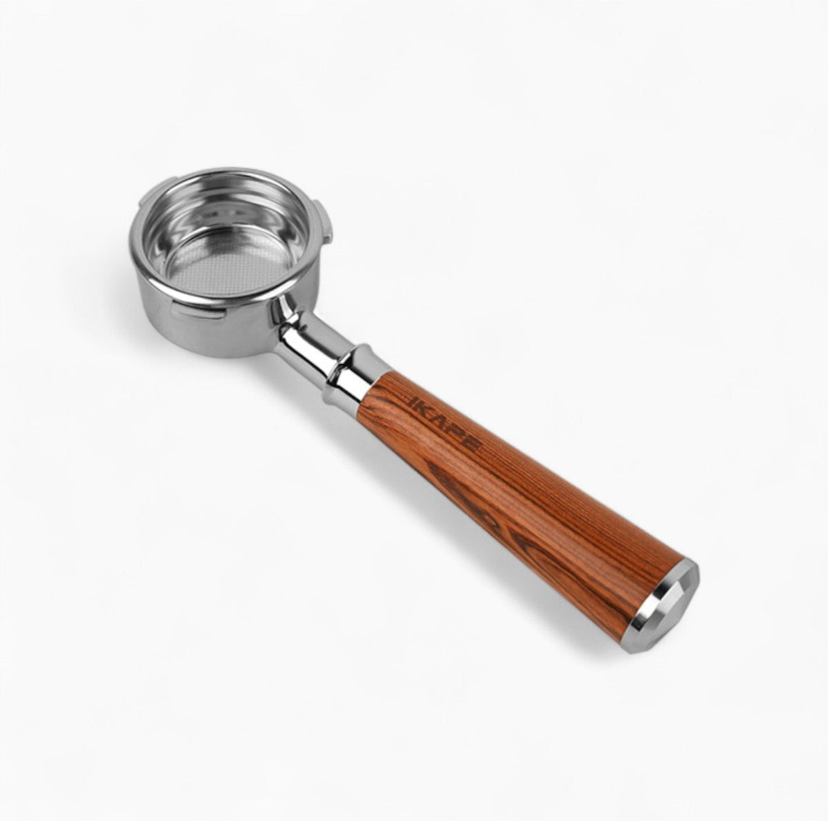 IKAPE Bottomless Portafilter, Solid Wood Handle