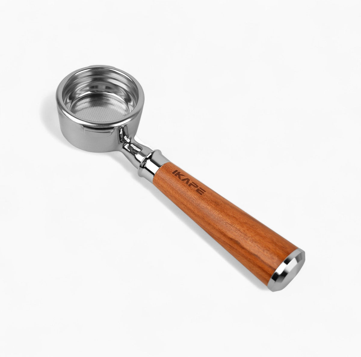 IKAPE Bottomless Portafilter, Solid Wood Handle