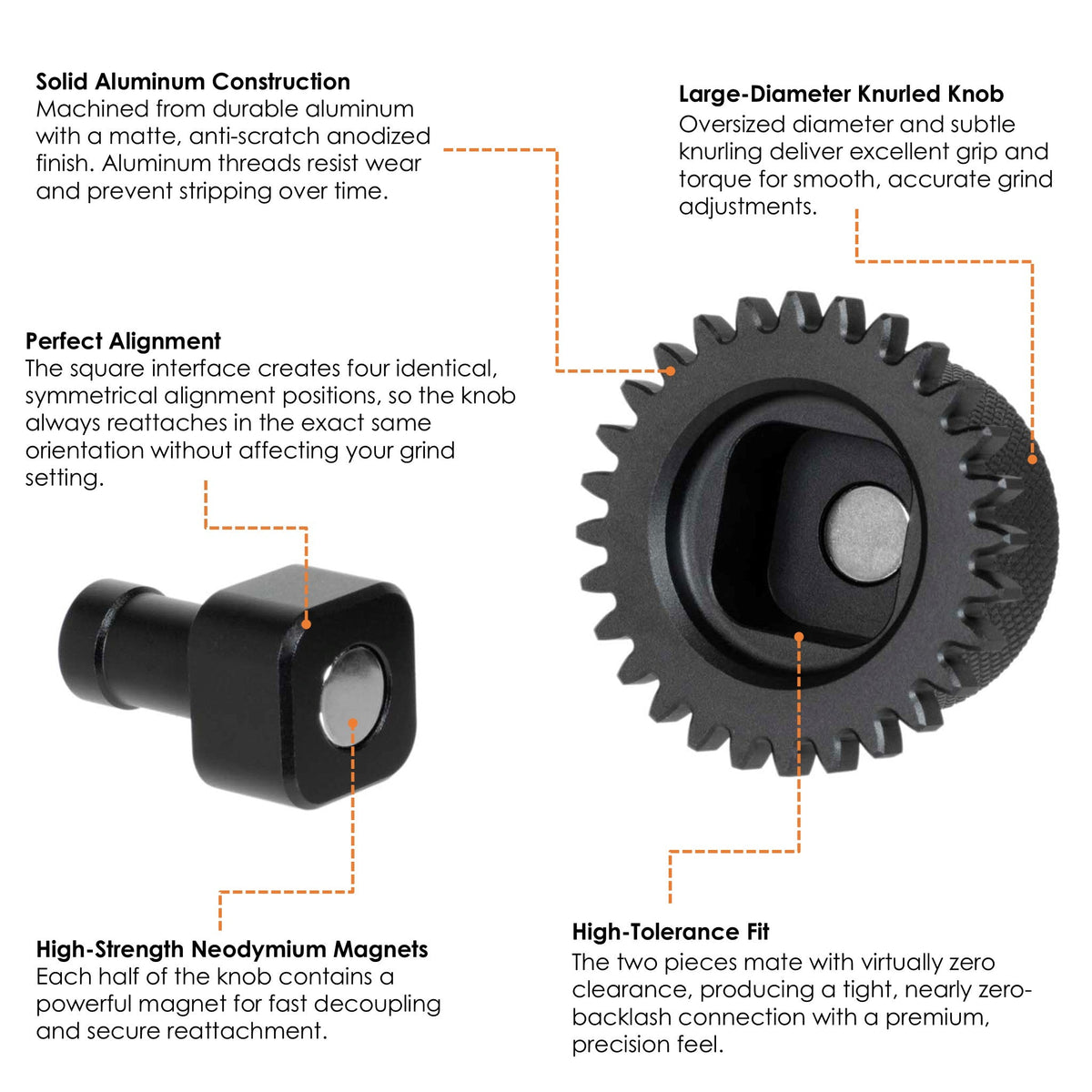 ARO Grinder Setting Dial and Knob for Eureka Mignon, 100 Increments
