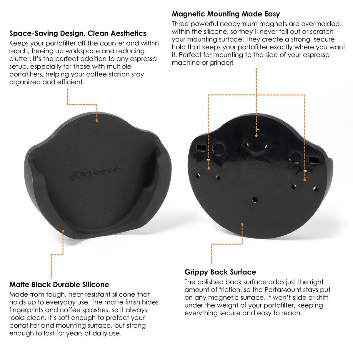ARO PortaMount Magnetic Silicone Portafilter Holder, 54mm and 58mm