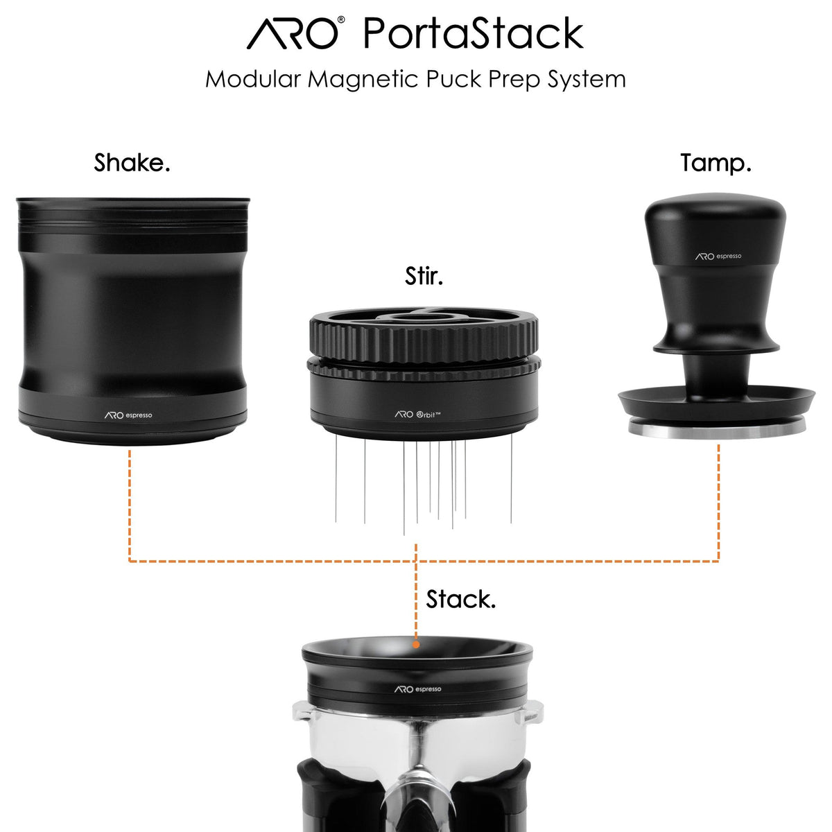 ARO PortaFunnel PortaStack Edition, Magnetic Docking Dosing Funnel, 54mm and 58mm