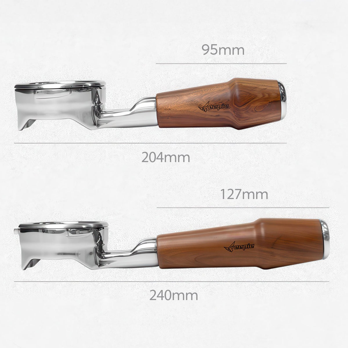 Feepie Naked Portafilter, Rosewood Handle 58mm