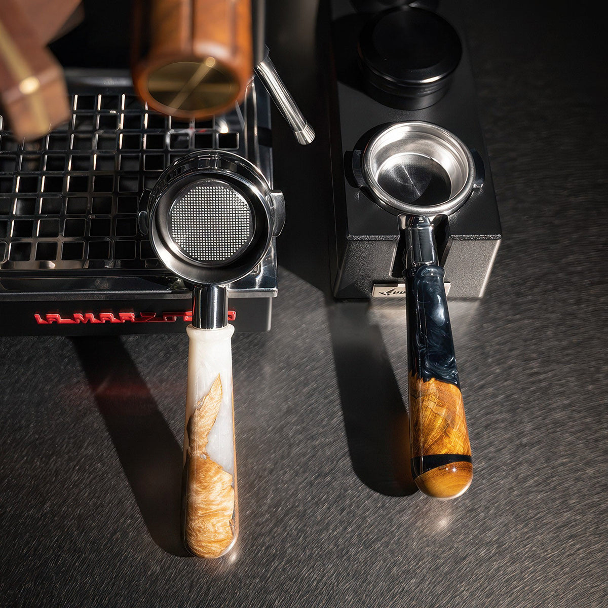 Feepie Bottomless Portafilter, Walnut and Resin Handle