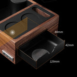 Walnut Espresso Tamping Station with Knock Box, 51 / 54 / 58 mm