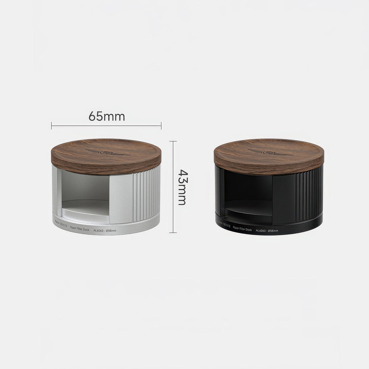 Dimension drawing: 65 mm wide, 43 mm tall