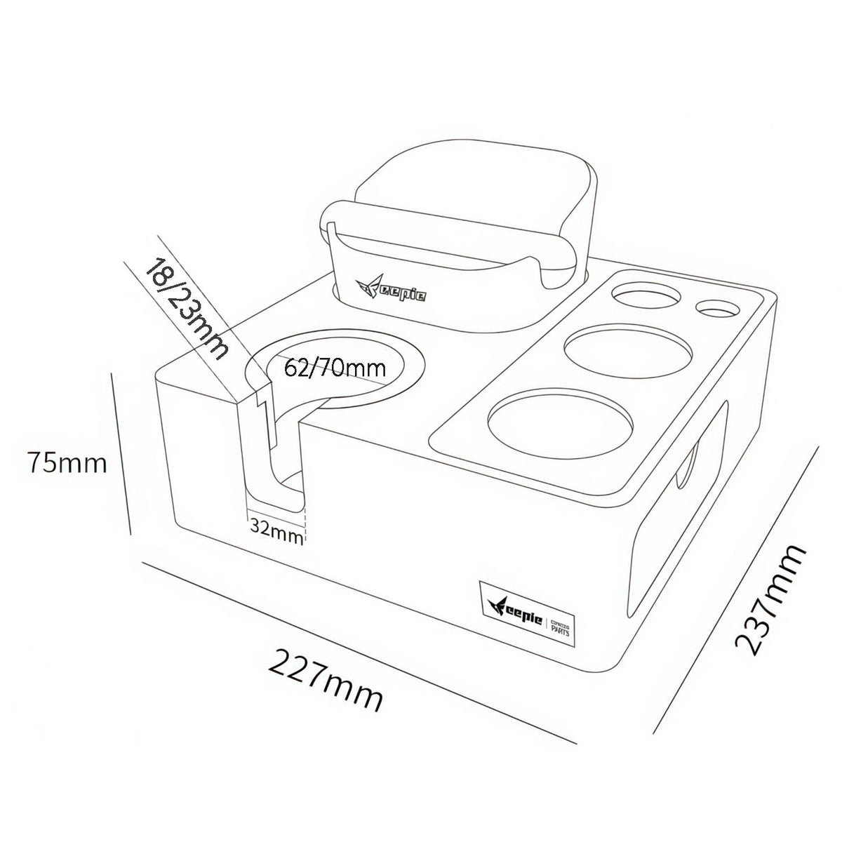 Feepie Walnut Tamping Station with Knock Box