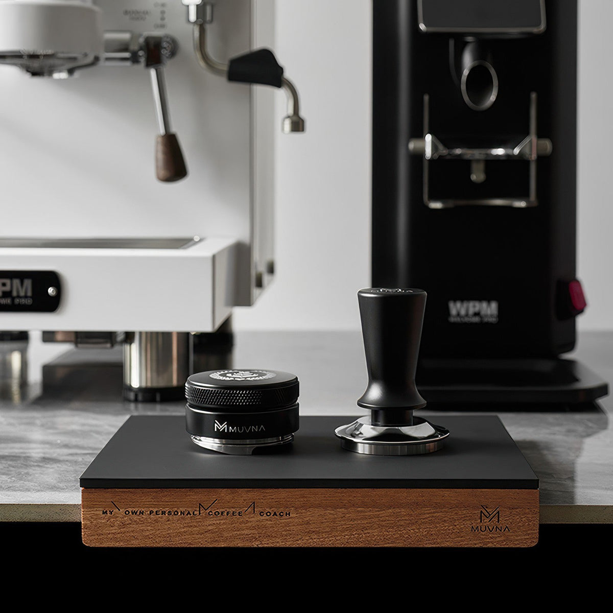 MUVNA Walnut Tamper Mat with Silicone Surface