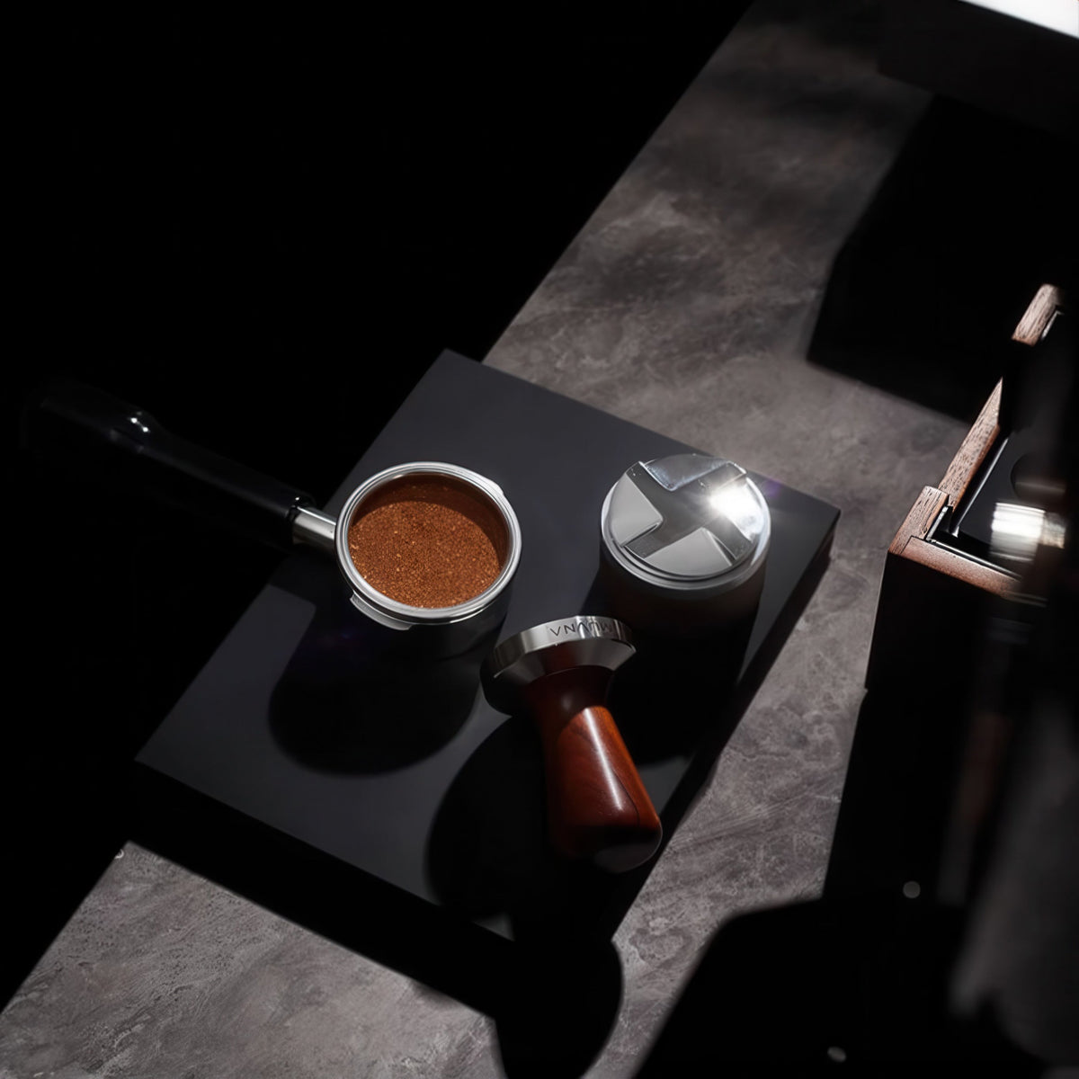 MUVNA Walnut Tamper Mat with Silicone Surface