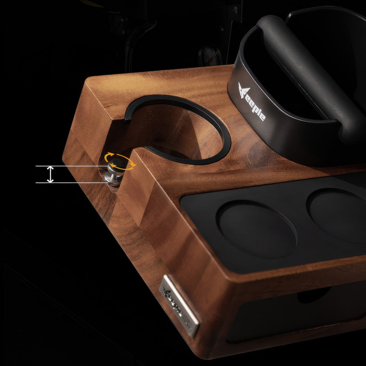 Feepie Walnut Tamping Station with Knock Box