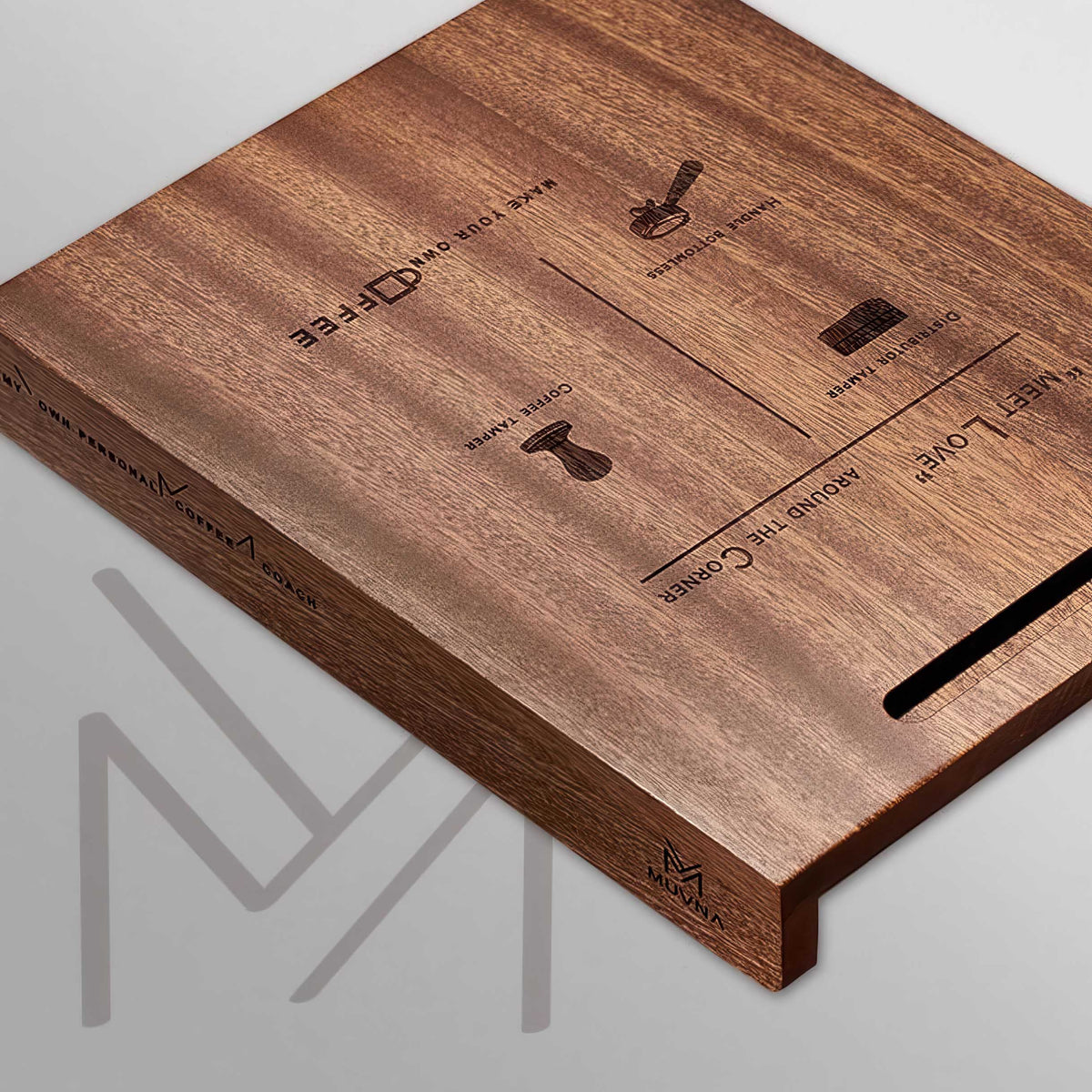 MUVNA Walnut Tamper Mat with Silicone Surface