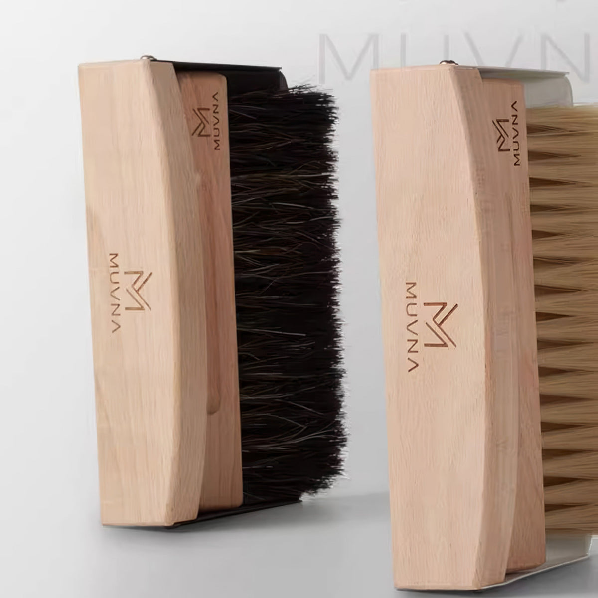 MUVNA Beech Cleaning Brush and Magnetic Dustpan Set