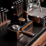 Walnut Espresso Tamping Station with Knock Box, 51 / 54 / 58 mm
