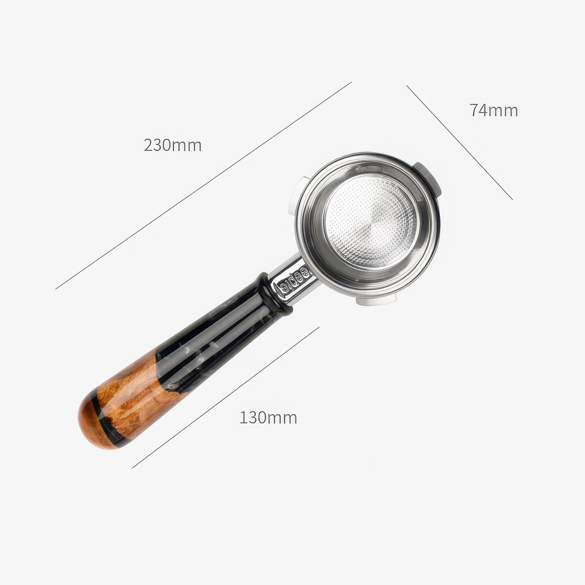 Feepie Bottomless Portafilter, Walnut and Resin Handle