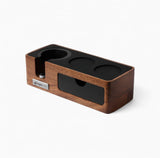 Walnut Espresso Tamping Station with Knock Box, 51 / 54 / 58 mm