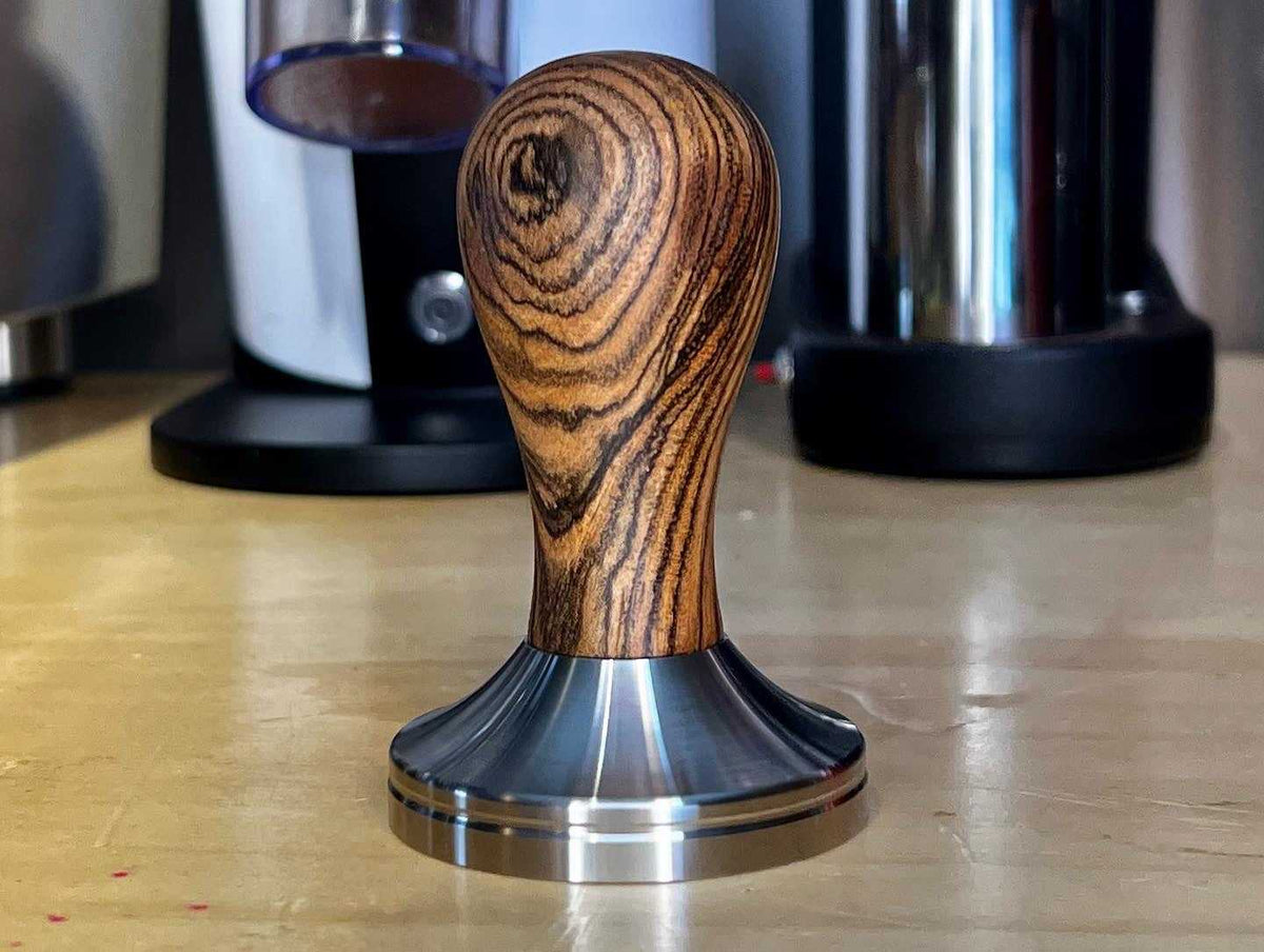58.35mm Espresso Tamper Golden Sandalwood Handle - Barista Tools